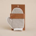 Мочалка-варежка для тела Ортика 20х17см массажная, бежевый, хлопок (уп.12) (9873475)