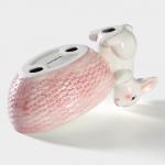 Конфетница Доляна «Зайка», 240 мл, 21.5?12.5?11.5 см, доломит, розовая