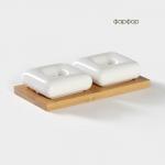 Набор для специй на бамбуковой подставке BellaTenero, 3 предмета: солонка 60 мл, перечница 60 мл, подставка, фарфор, белый