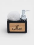 Дозатор для моющего средства SAVANNA «Природа», 450 мл, с подставкой для губки, чёрный