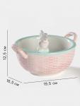 Конфетница «Зайка», 800 мл, 19.5?16.5?12.5 см, доломит, розовая