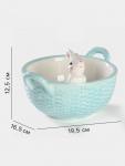 Конфетница Доляна «Зайка», 19.5?16.5?12.5 см, доломит, голубая