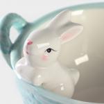 Конфетница Доляна «Зайка», 19.5?16.5?12.5 см, доломит, голубая