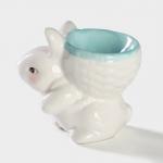 Подставка для яйца Доляна «Зайка», доломит, 8?5.5?7.5 см, белая, голубая