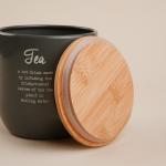 Банка для чая SL Home, 9.5?14 см, с бамбуковой крышкой, серая