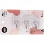 Крючки в наборе 3шт на липкой основе "Полезные мелочи", форма овал, нагрузка 3кг/5,5*3,5см