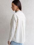 Блузка в полоску свободного силуэта с карманом из эластичного хлопка