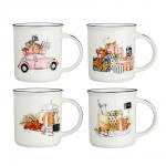 MILLIMI Кружка Микс, 310мл, фарфор, 4 дизайна