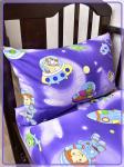 Детское постельное белье бязь Космолетики вид 1 фиолетовые