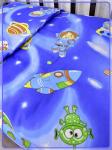 Детское постельное белье бязь Космолетики вид 2 синие