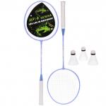 Бадминтон в наборе K-1134: 2 металлические ракетки 65 см,волан 3 шт, чехол (цвет: голубой)