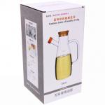 Бутылка стеклянная для специй 650 мл Хай-Тек с бамбуковой крышкой