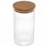 Банка для продуктов стеклянная 700мл "Хай-Тек" с бамбуковой крышкой 8,5*15см