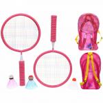 Бадминтон в наборе K-707 6 предметов: 2 металлические ракетки 43 см,3 волана, чехол (розовый)