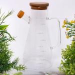 Бутылка стеклянная для специй 900 мл Хай-Тек с бамбуковой крышкой