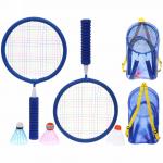 Бадминтон в наборе K-707 6 предметов: 2 металлические ракетки 43 см,3 волана, чехол (синий)