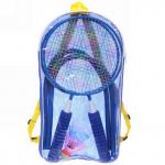 Бадминтон в наборе K-707 6 предметов: 2 металлические ракетки 43 см,3 волана, чехол (синий)