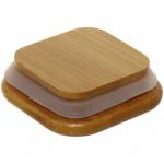 Банка для продуктов стеклянная 200мл "Хай-Тек" с бамбуковой крышкой, квадратная 6*8см