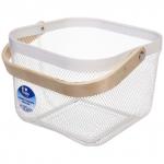 Корзина для хранения металлическая с деревянной ручкой "ЛОФТ", цвет молочный, 24*24*18*см