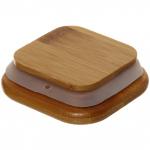 Банка для продуктов стеклянная 300мл "Хай-Тек" с бамбуковой крышкой, квадратная 6*12см