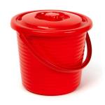 Ведро пищевое с крышкой рифленое RUNIS 9 л, пластик, красный