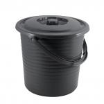 Ведро пищевое с крышкой рифленое RUNIS 15 л пластик, графит