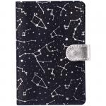 Обложка для паспорта OfficeSpace Shine на кнопке, кожа, темно-синий, тиснение фольгой, 311097