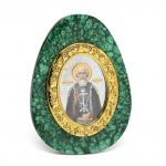 Икона из малахита яйцо "Сергий Радонежский" 80*30*110мм