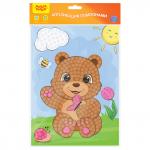 Аппликация помпонами Мульти-Пульти Мишка, 20*28см, с раскраской, европодвес, PC_46920