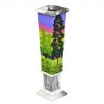 Ваза из мрамора 270мм с рисунком из камня "Летний пейзаж"