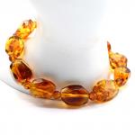 Браслет из янтаря галтовка 10*13мм цвет коньячный, 18см