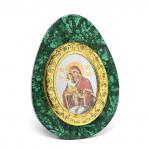 Икона из малахита яйцо "Богородица" 80*30*110мм