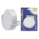 Uniel DTL-316 ночник 1W Круг, 220V, фотосенсор, пластик, белый, BL