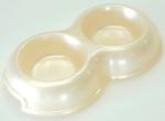 Миска для кошек/собак двойная 2*200мл пластик, бежевый перламутр 3530294 HOMEPET