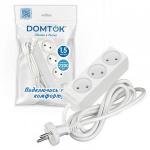 DOMTOK сетевой удлинитель ЛИДЕР ПВС 2х0.75 3роз. 1.5м 10А белый 2.2кВт (45!) 2370