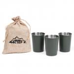 Набор кемпинговых стаканов «Мастер К.», 320 мл, 3 шт., нержавеющая сталь, зелёный