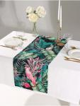 Дорожка на стол «Этель» Tropical parrots 40?146 см, 100% хлопок, саржа 190 г/м?, зелёная/чёрная