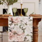 Дорожка на стол «Этель. Пионы» 40?145±5 см, 100% хлопок, саржа 190 г/м?, белая/розовая