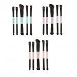 Набор кистей для визажа тм ЮНИLOOK 2-х сторонние 5 шт, пластик, металл, нейлон, 3 цвета, подар.уп.