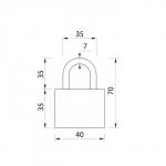 Замок навесной, 43?70 мм, 3 ключа