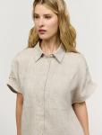 Бежевая рубашка с коротким рукавом изо льна