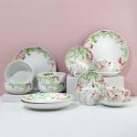 Набор посуды 16 предметов «Акварель»: 4 тарелки, 4 миски, 4 кружки, 4 блюдца