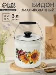 Бидон эмалированный, 3 л, с ручкой и крышкой, белый, рисунок МИКС