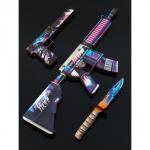 Оружие сувенирное, набор «Некромантика», автомат М4 А4, пистолет с глушителем, нож-штык, 3 шт.