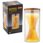 Банка д/сыпучих продуктов Mallony BAMBU, 1л, с крышкой, стекло 4449