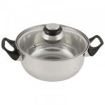 Кастрюля с крышкой BAK-S-02, 2л, 0,3мм, ручки бакелит, одинарное дно, нерж.сталь 985887 Mallony