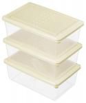 Емкость д/хранения продуктов Asti набор 3шт (1,05л) прямоуг, светло-беж. 221100925/01 Homver