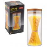Банка д/сыпучих продуктов BAMBU, 1,5л, с крышкой, стекло 4446 Mallony