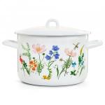 Кастрюля эмаль Луговые цветы 4,3л, цилиндрическая ЭТ-72487 Эстет