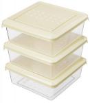 Емкость д/хранения продуктов Asti набор 3шт (0,5л) квадрат, светло-бежевый 221101025/01 Homver